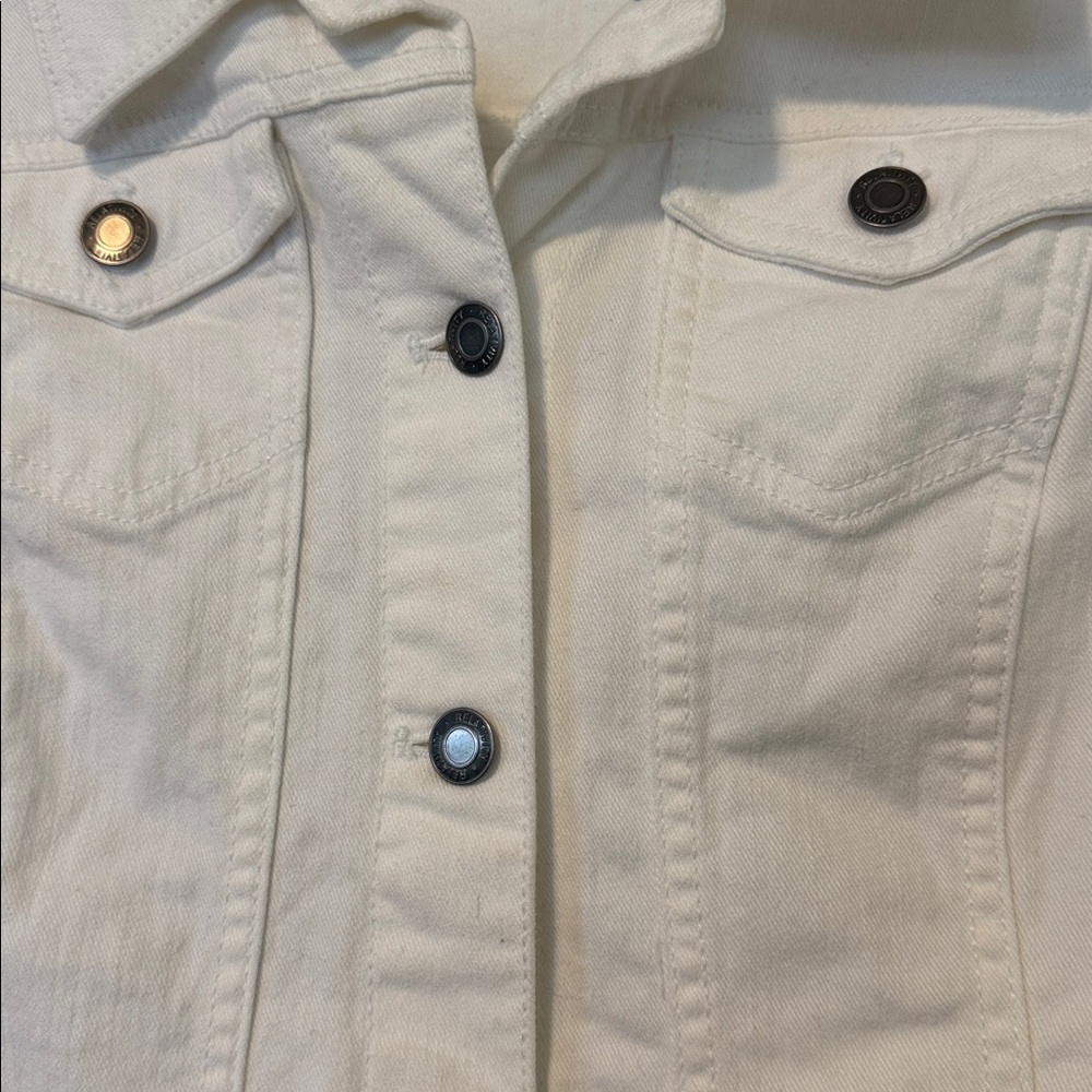 Relativity White Denim Jacket with Button Front S - image 2